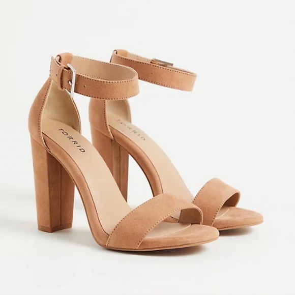 torrid Shoes - NWOT Torrid Size 9 Wide Light Brown Faux Suede Tapered Heels